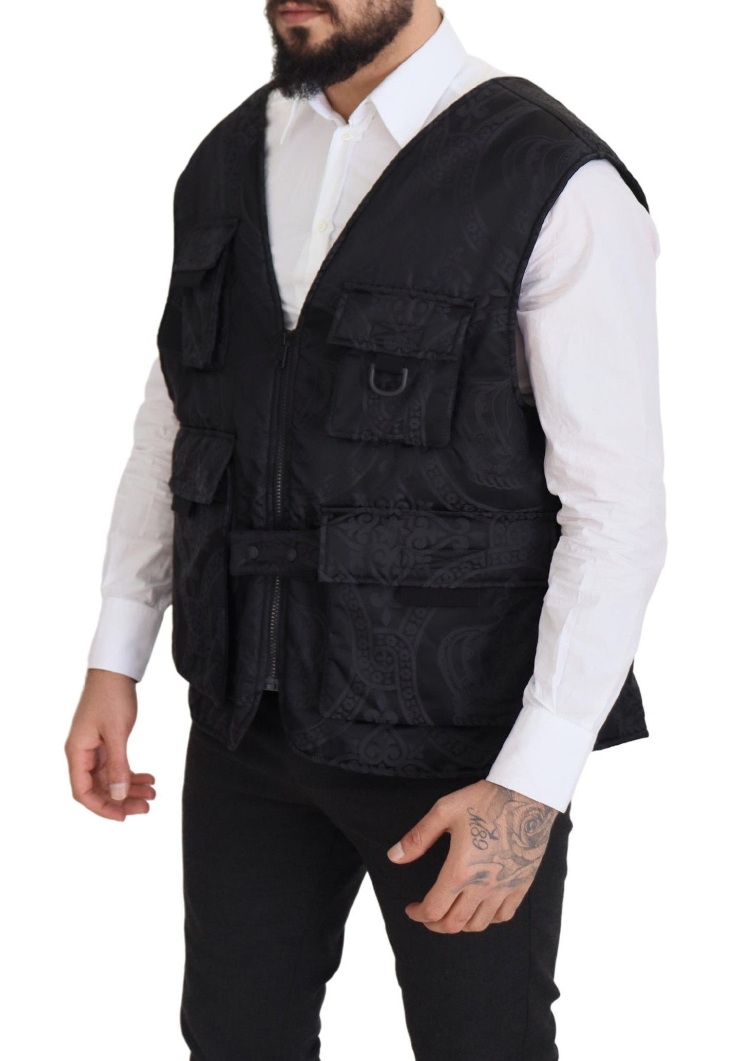 Elegante chaqueta chaleco sin mangas en color negro