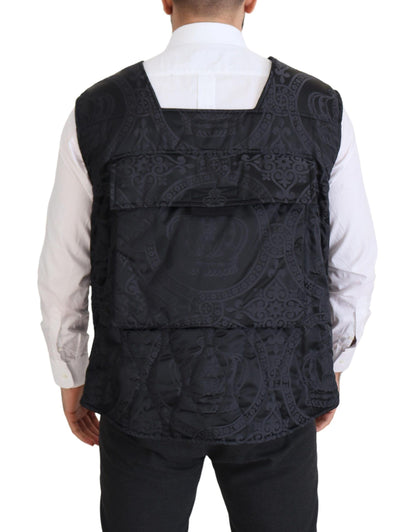 Elegante chaqueta chaleco sin mangas en color negro