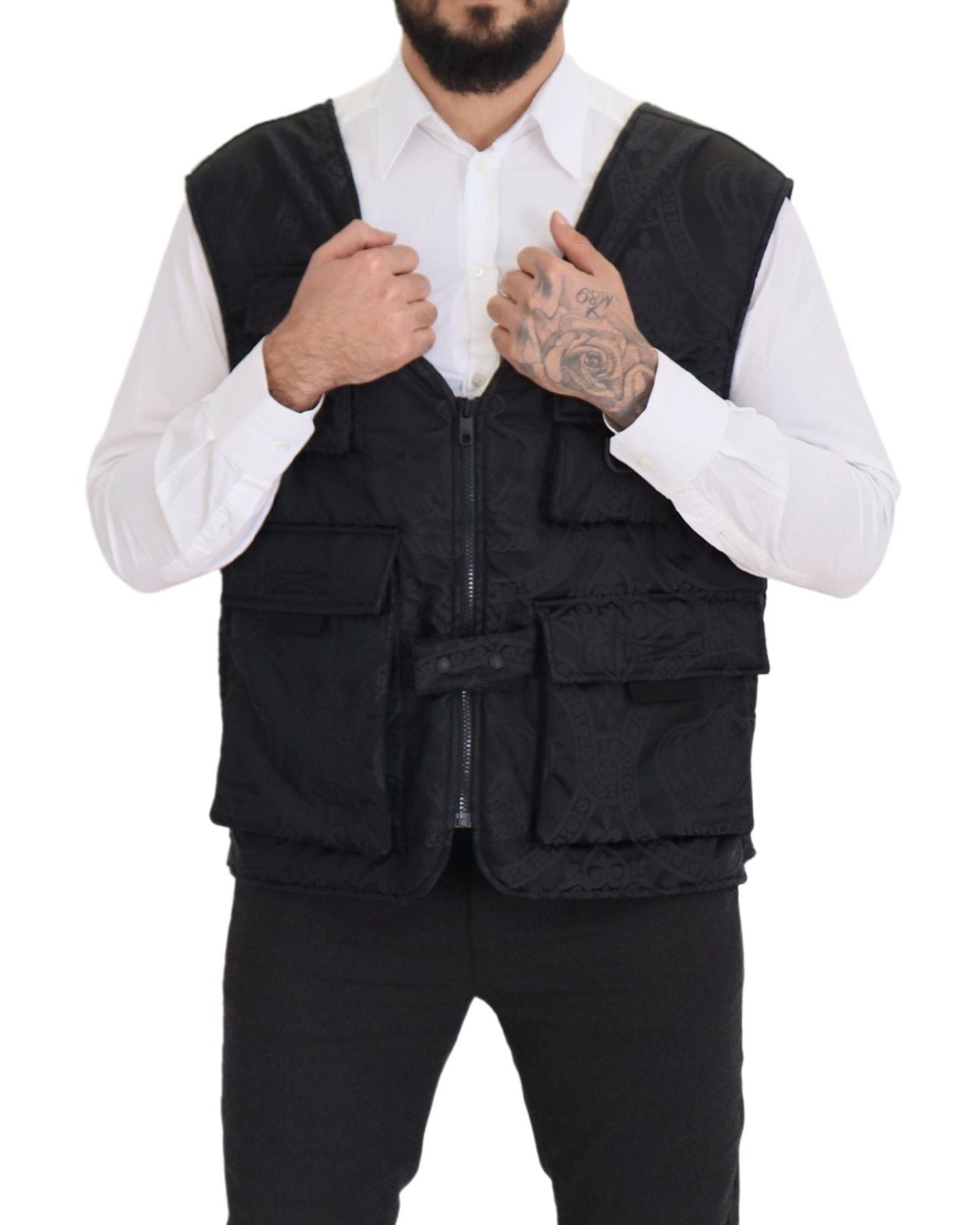 Elegante chaqueta chaleco sin mangas en color negro