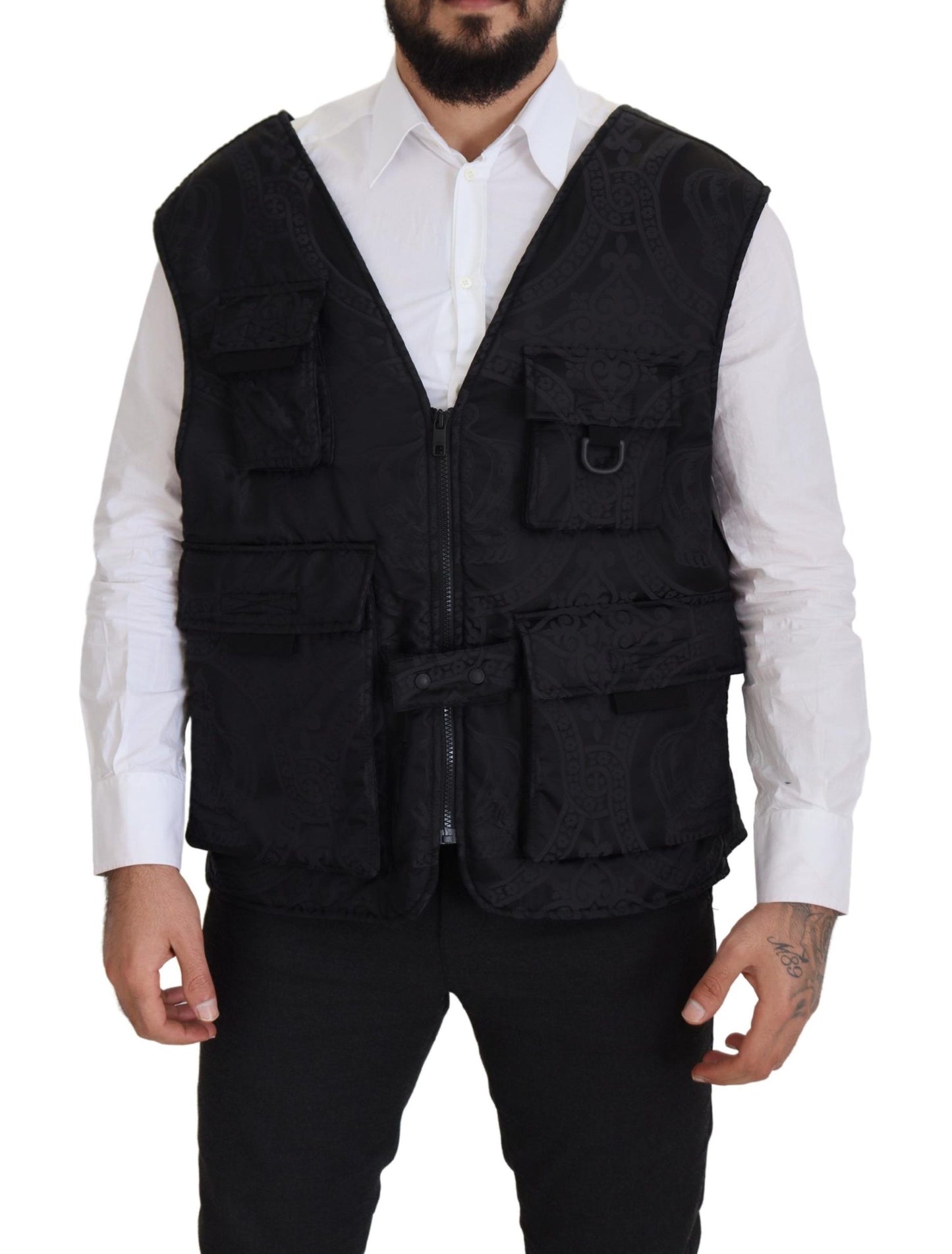 Elegante chaqueta chaleco sin mangas en color negro