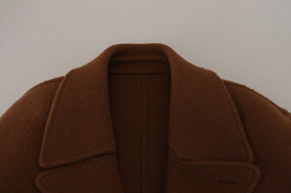 Elegante chaqueta marrón cruzada