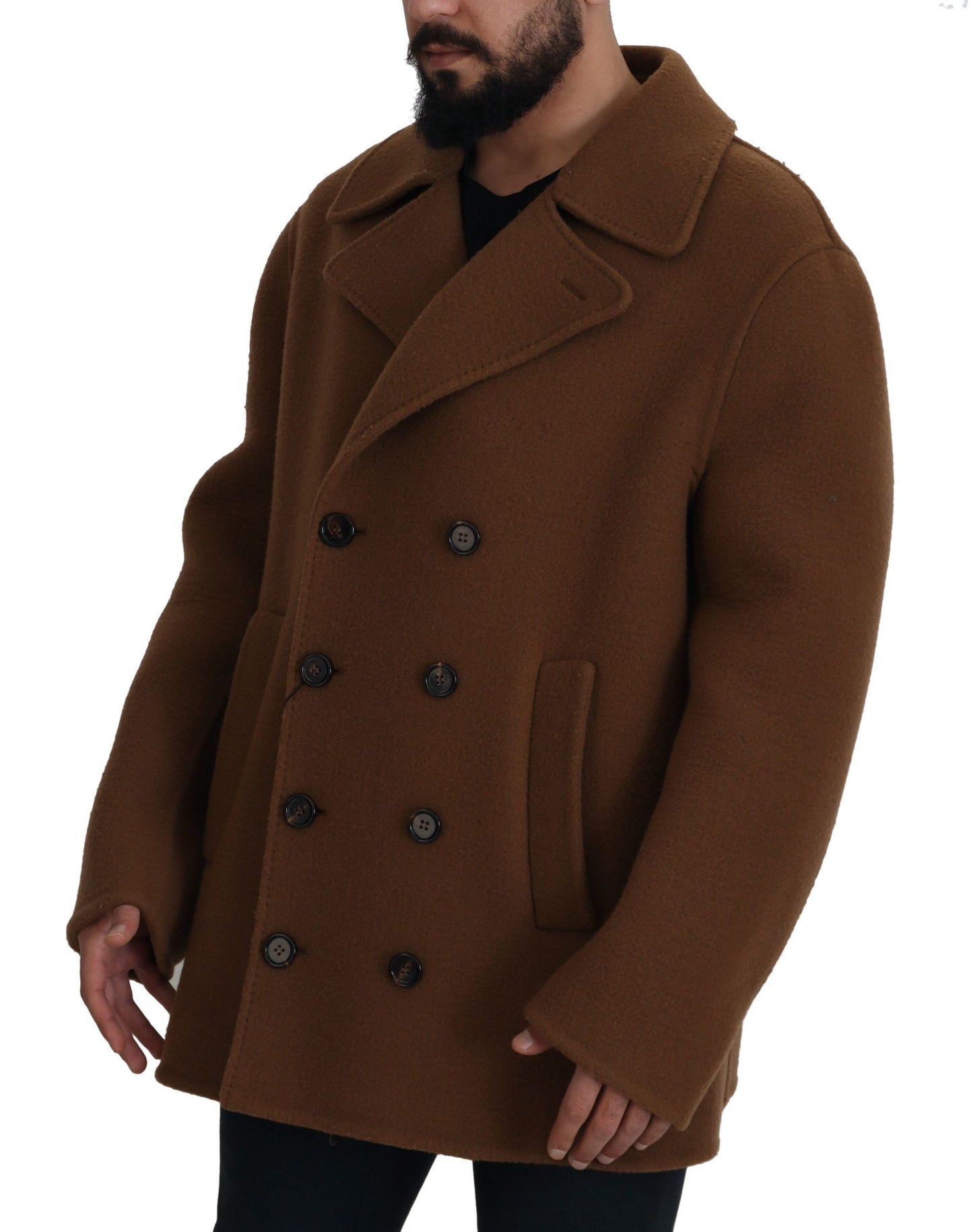 Elegante chaqueta marrón cruzada