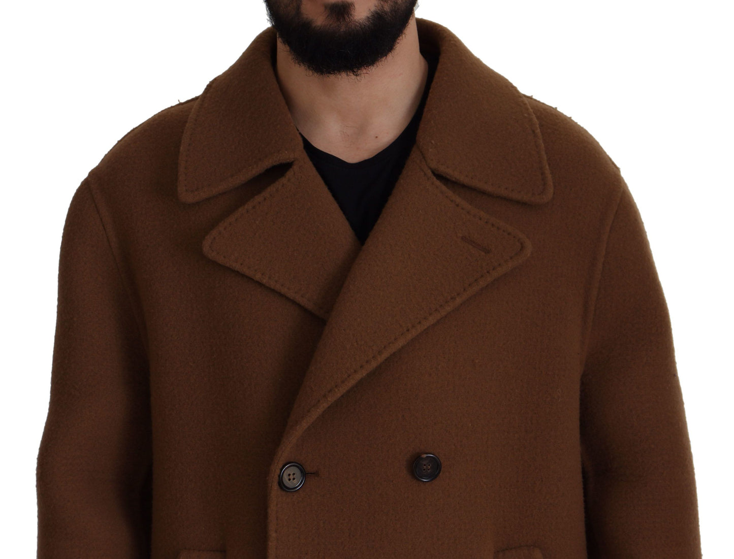 Elegante chaqueta marrón cruzada