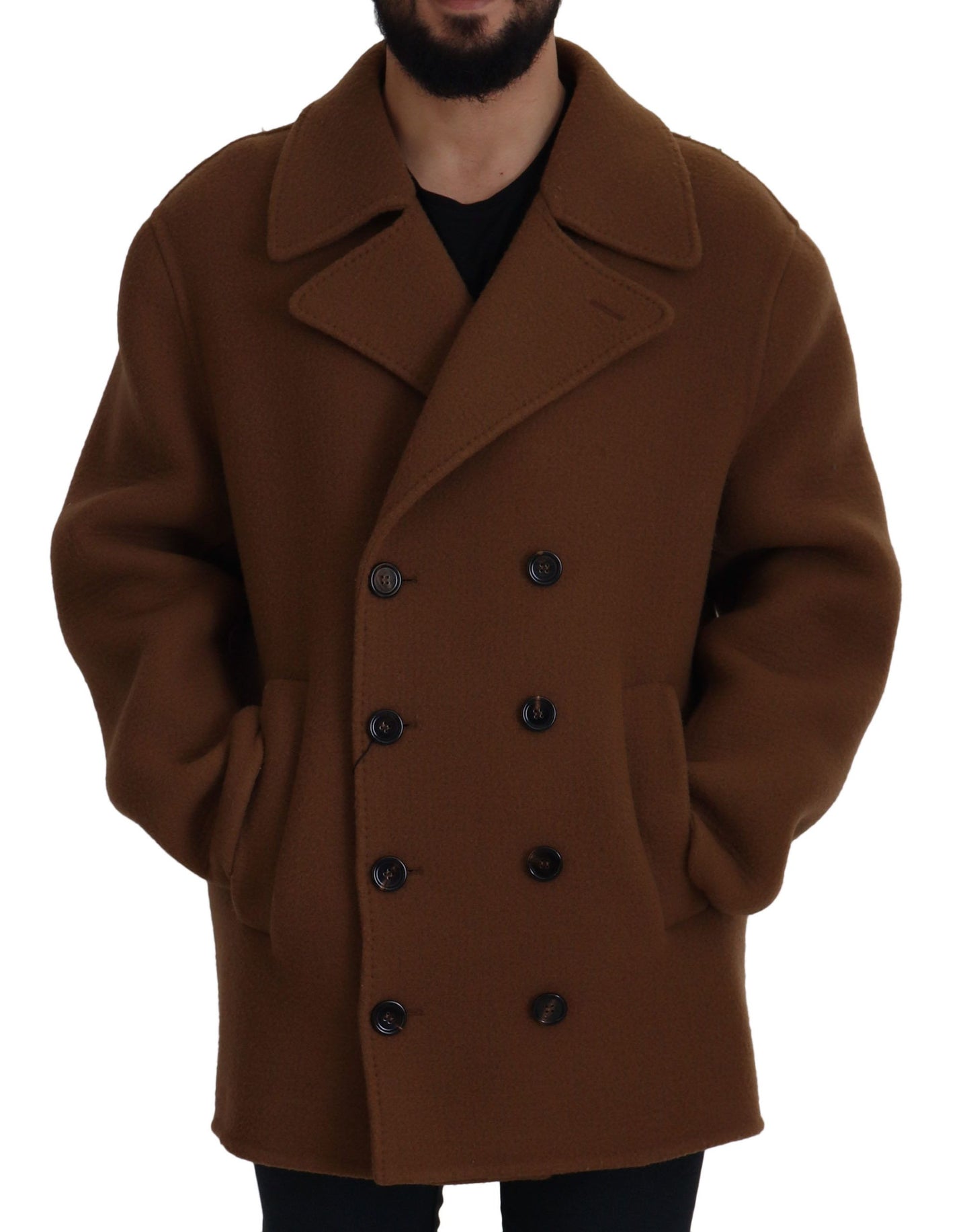Elegante chaqueta marrón cruzada