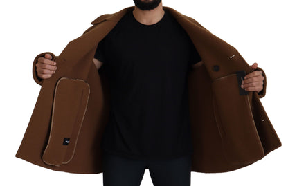 Elegante chaqueta marrón cruzada