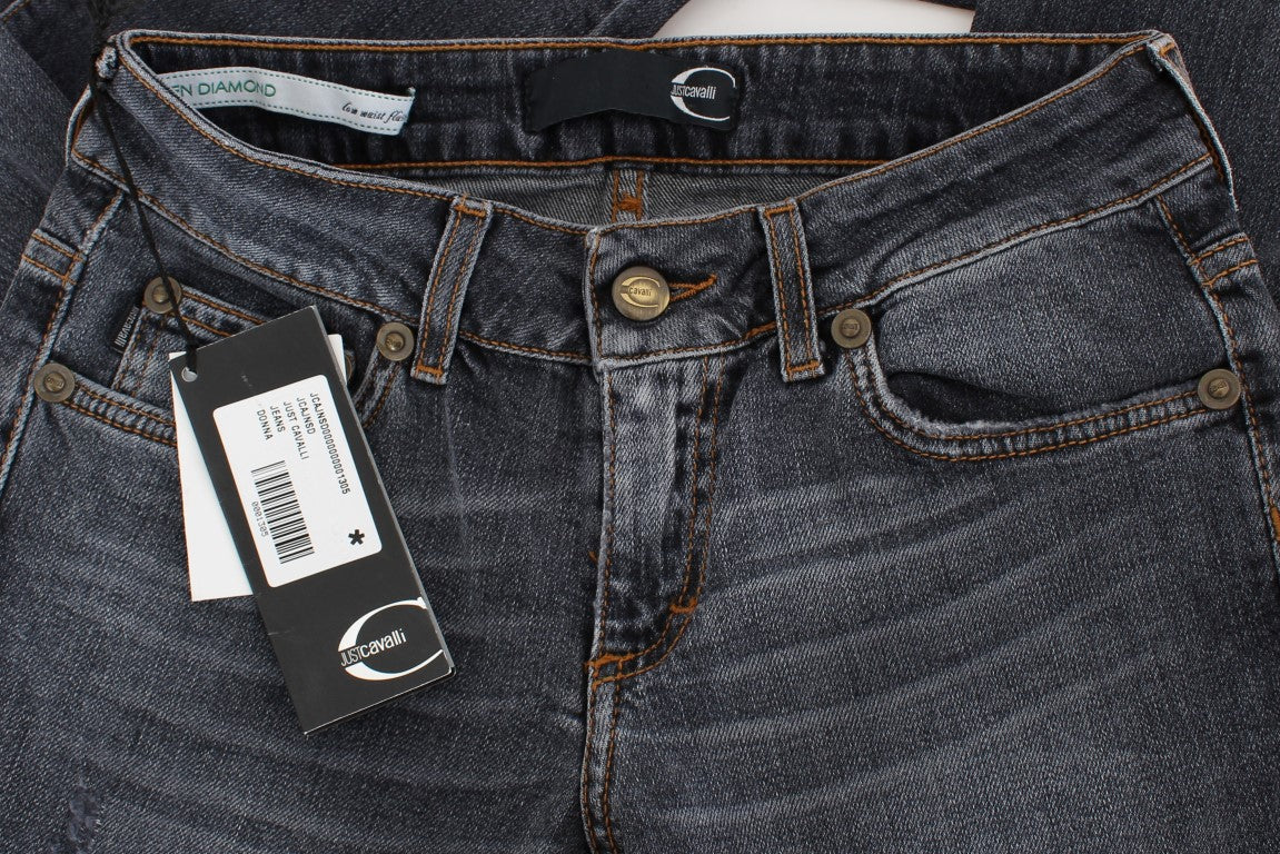 Vaqueros ajustados con lavado azul diamante verde