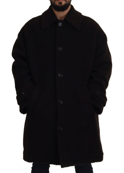 Elegante chaqueta de mezcla de lana de alpaca negra