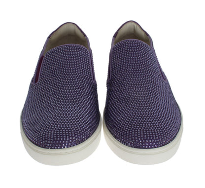 Elegantes zapatillas de moda con strass morado