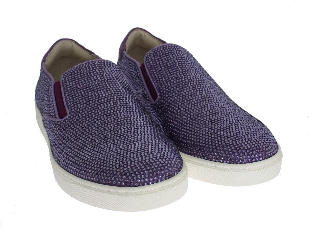 Elegantes zapatillas de moda con strass morado