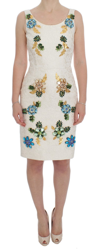 Elegante vestido tubo con brocado floral