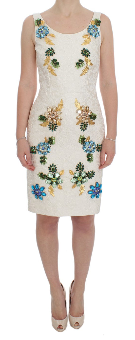Elegante vestido tubo con brocado floral