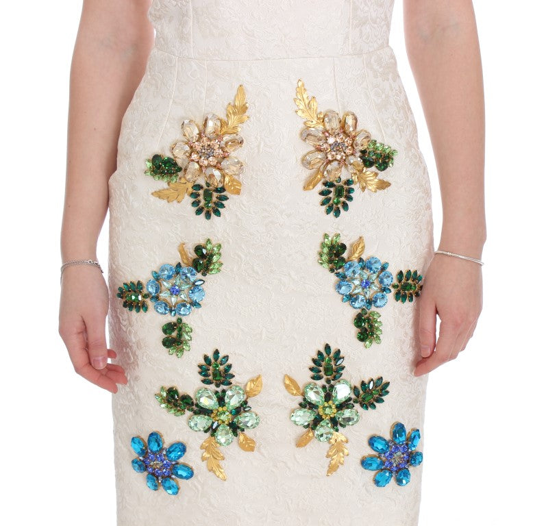 Elegante vestido tubo con brocado floral