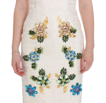 Elegante vestido tubo con brocado floral