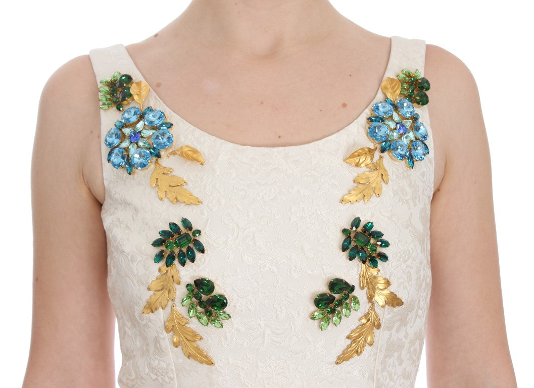 Elegante vestido tubo con brocado floral