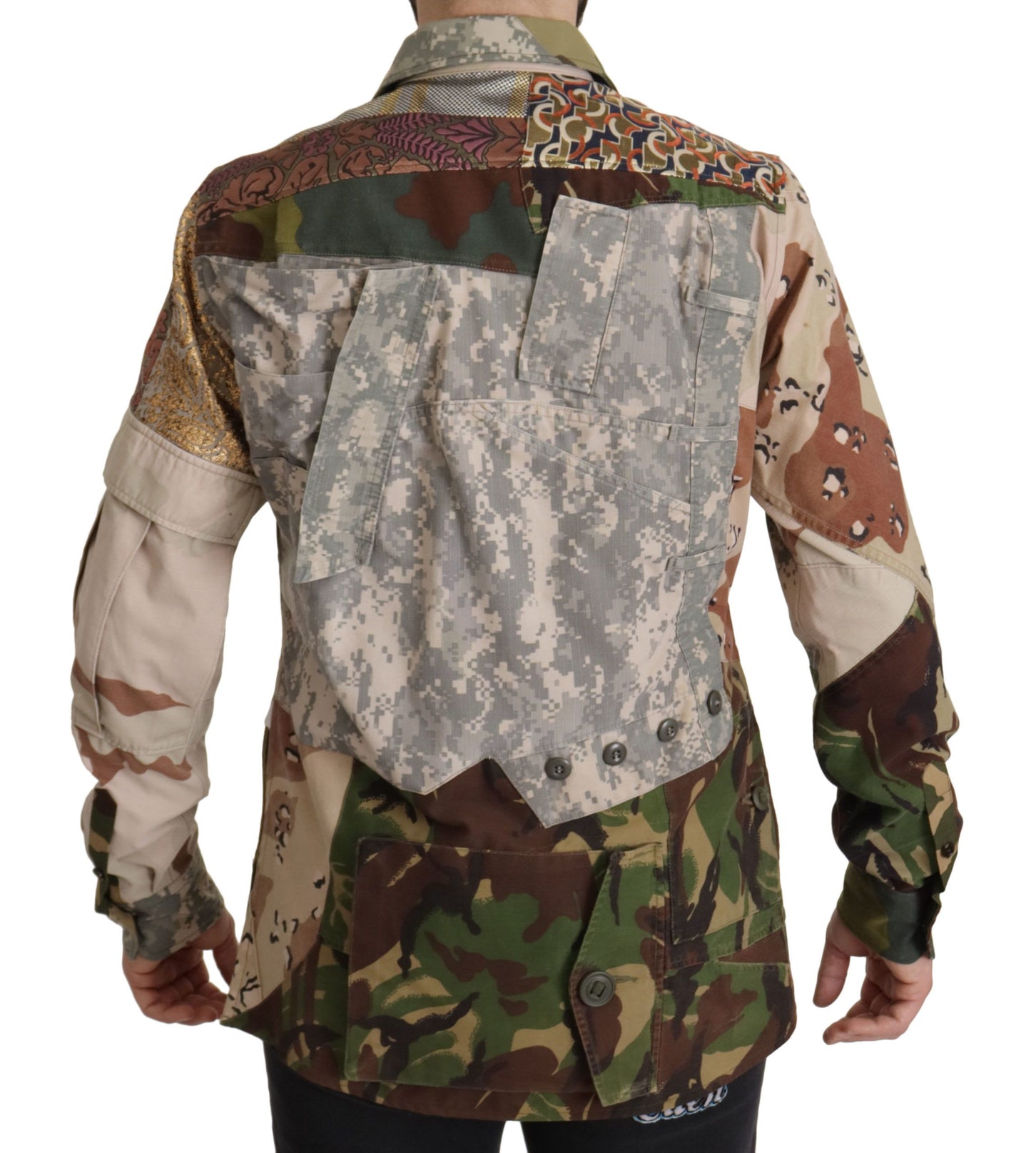 Camisa casual de camuflaje con patchwork