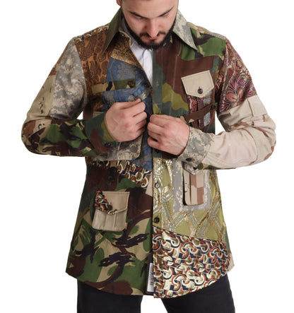 Camisa casual de camuflaje con patchwork