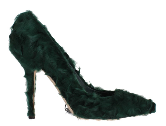 Elegantes zapatos de tacón de piel Xiangao verde