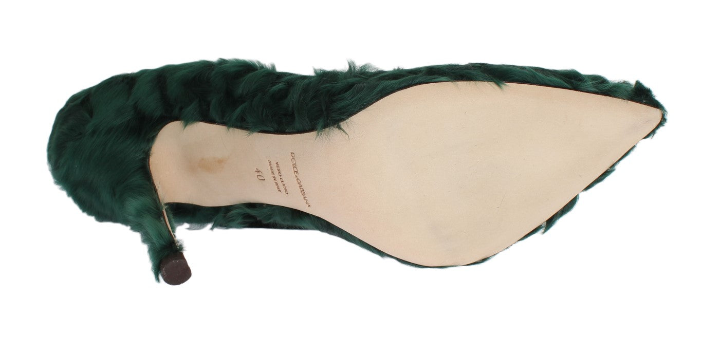 Elegantes zapatos de tacón de piel Xiangao verde