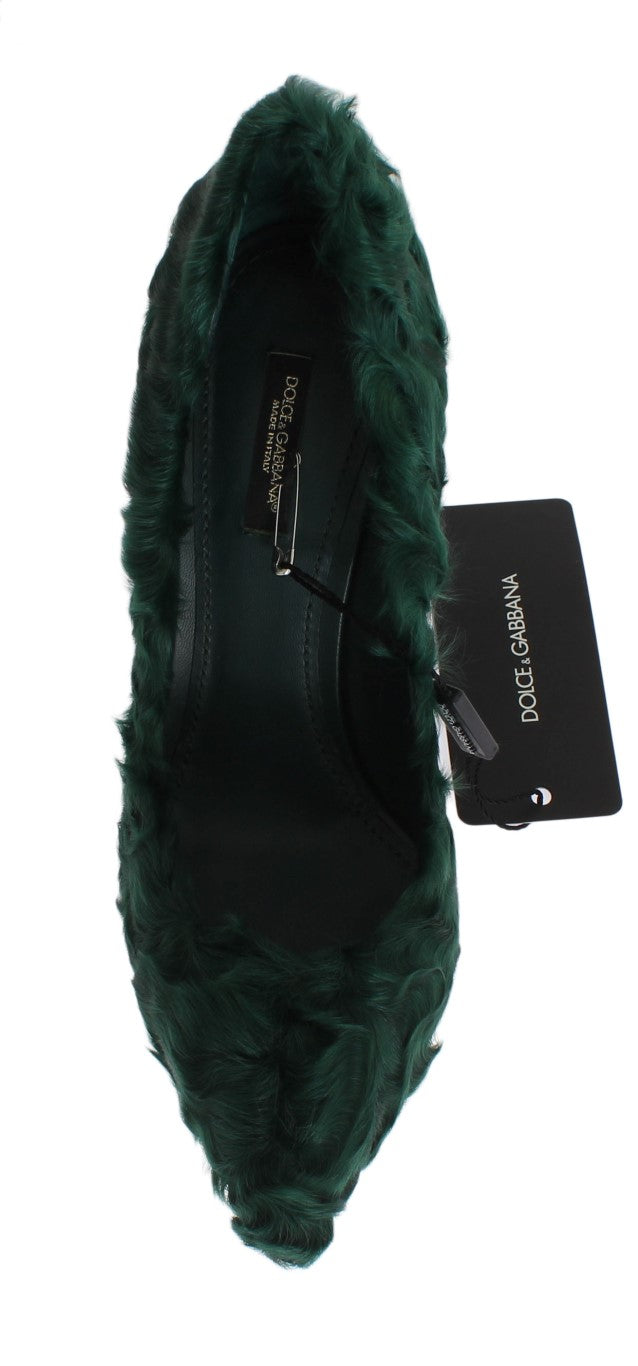 Elegantes zapatos de tacón de piel Xiangao verde