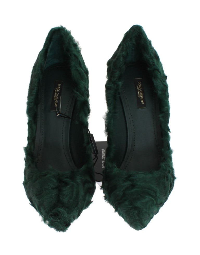 Elegantes zapatos de tacón de piel Xiangao verde