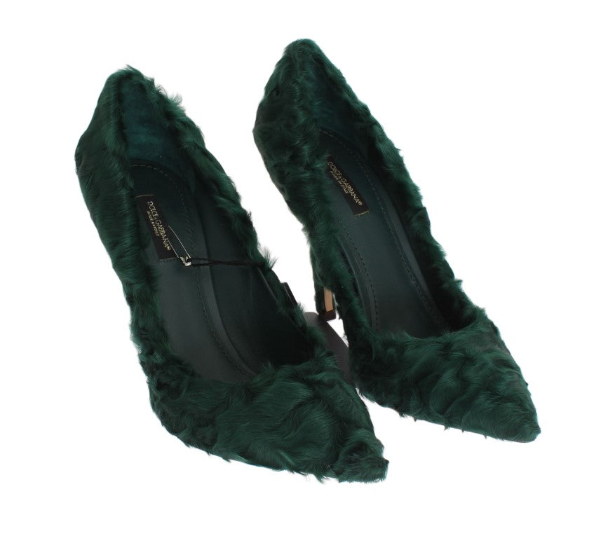 Elegantes zapatos de tacón de piel Xiangao verde