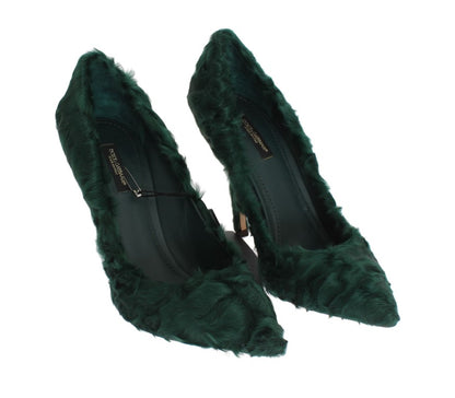 Elegantes zapatos de tacón de piel Xiangao verde