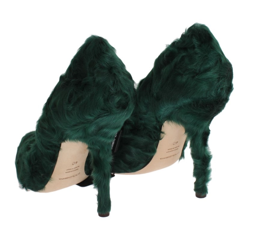 Elegantes zapatos de tacón de piel Xiangao verde