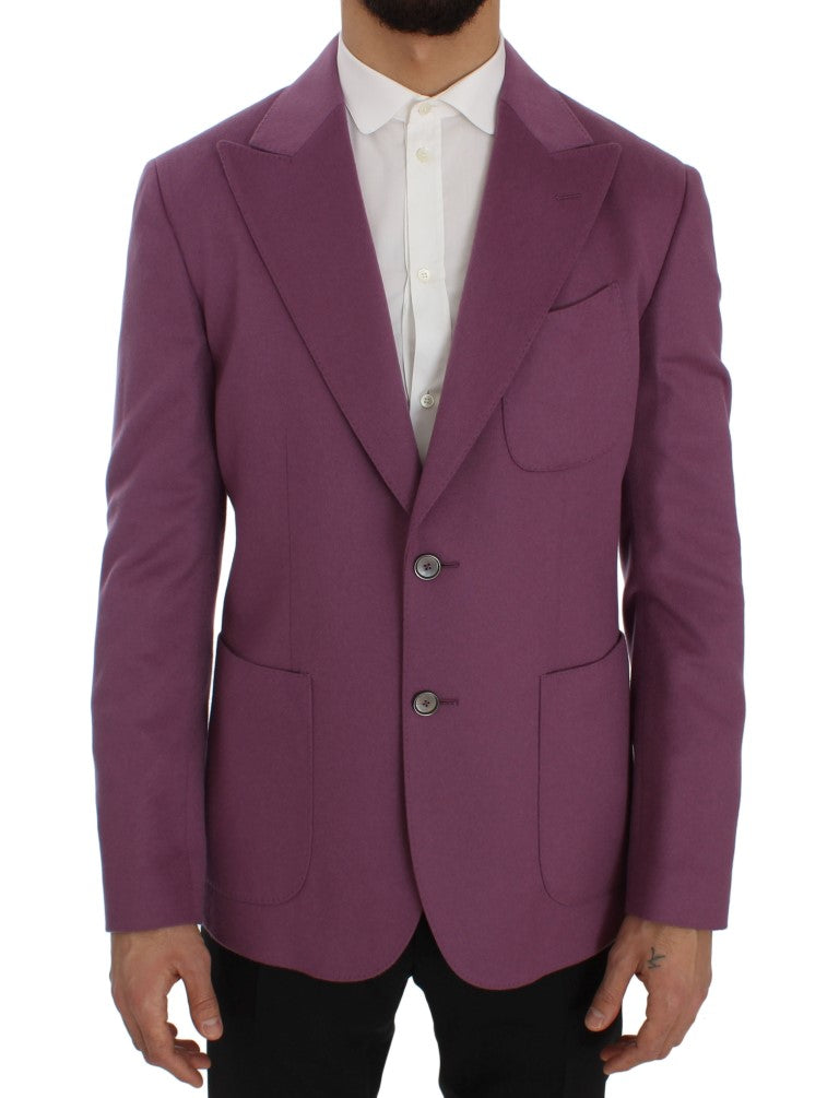 Elegante blazer morado de mezcla de cachemira y seda