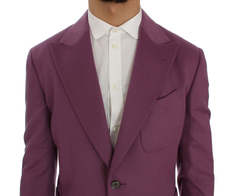 Elegante blazer morado de mezcla de cachemira y seda