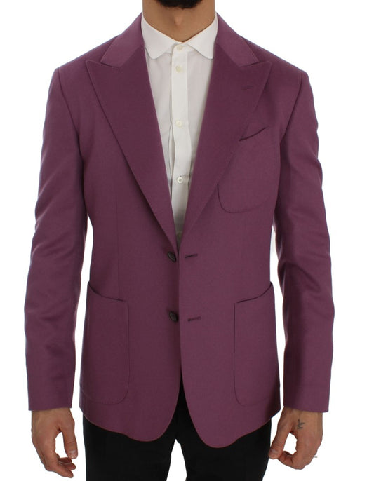 Elegante blazer morado de mezcla de cachemira y seda
