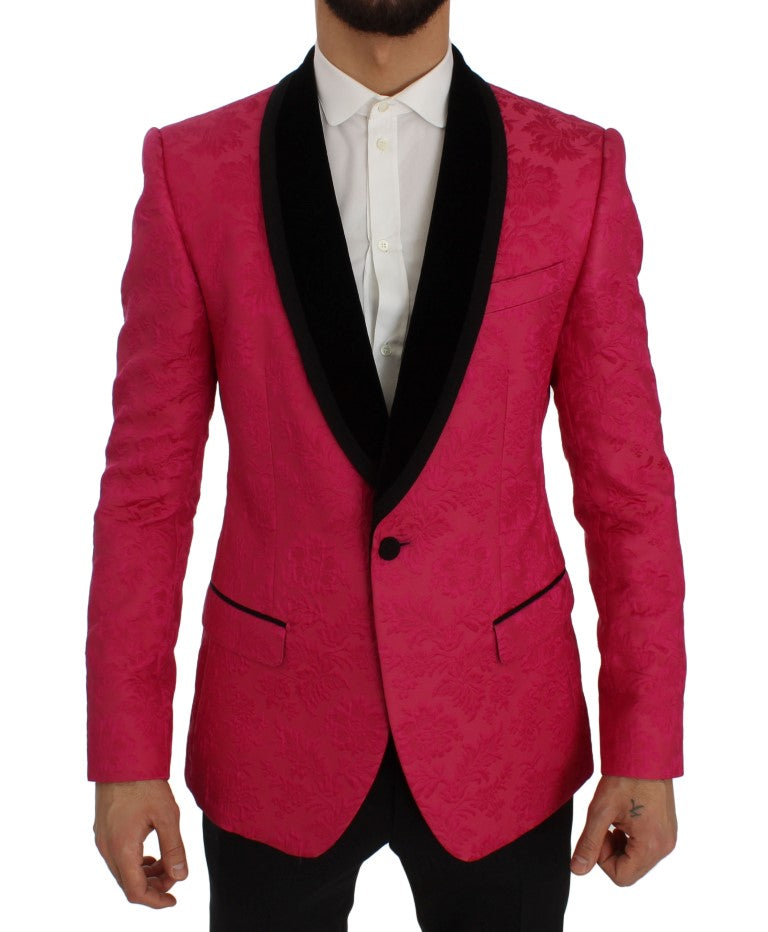 Blazer de un solo pecho con brocado floral