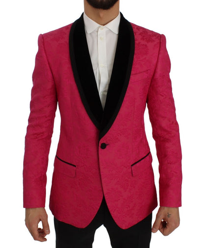Blazer de un solo pecho con brocado floral