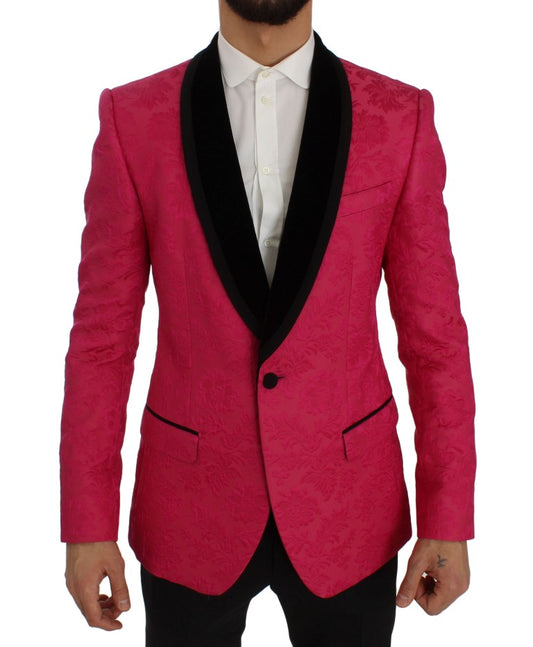 Blazer de un solo pecho con brocado floral
