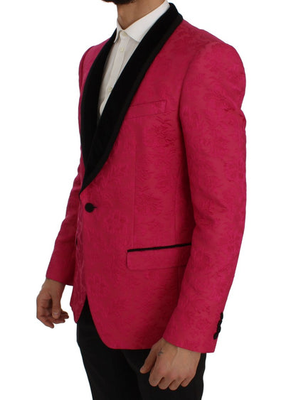 Blazer de un solo pecho con brocado floral