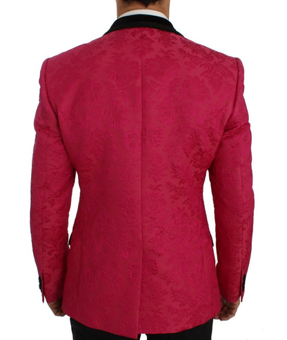 Blazer de un solo pecho con brocado floral