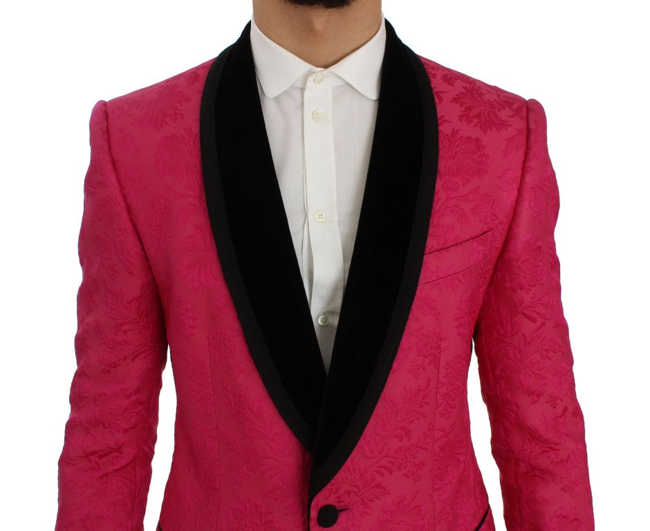 Blazer de un solo pecho con brocado floral