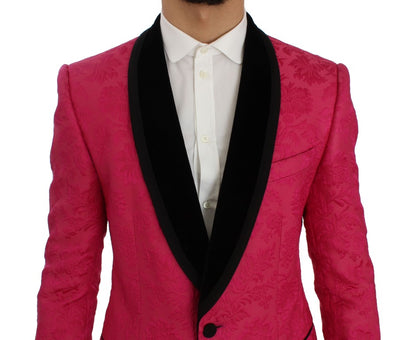 Blazer de un solo pecho con brocado floral