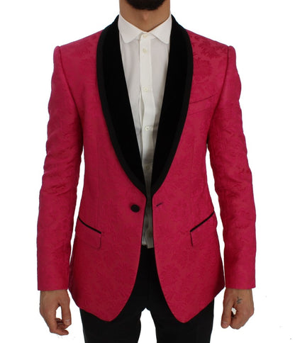Blazer de un solo pecho con brocado floral
