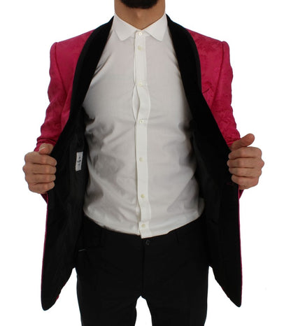 Blazer de un solo pecho con brocado floral