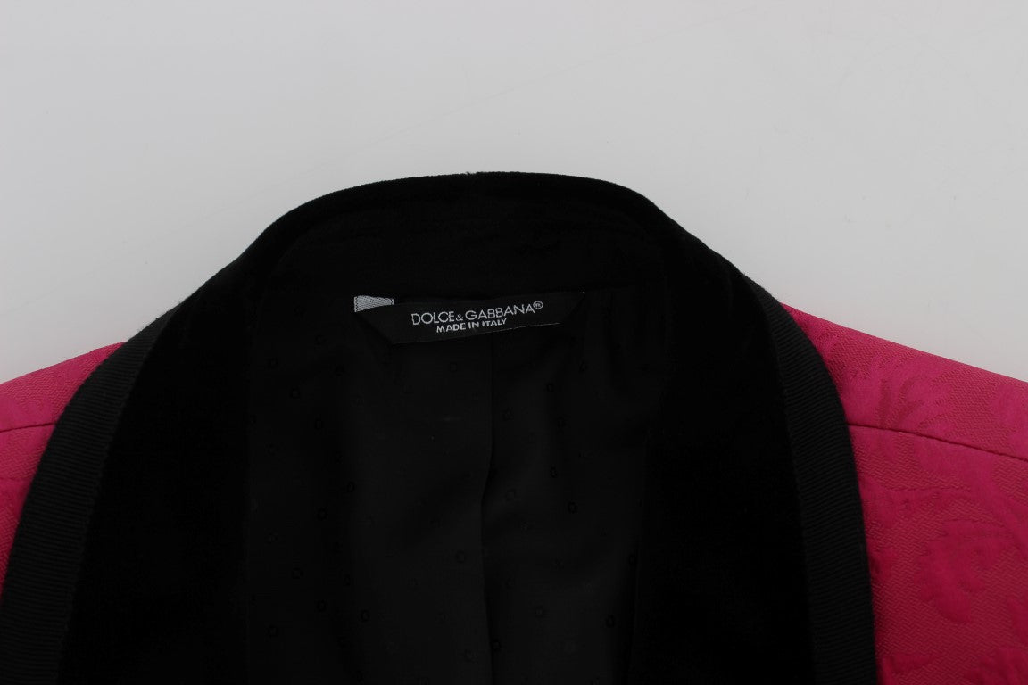 Blazer de un solo pecho con brocado floral