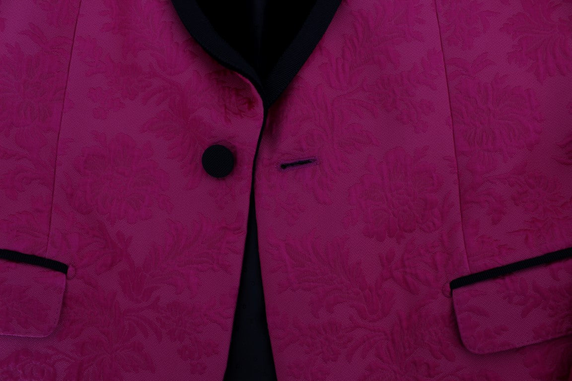 Blazer de un solo pecho con brocado floral