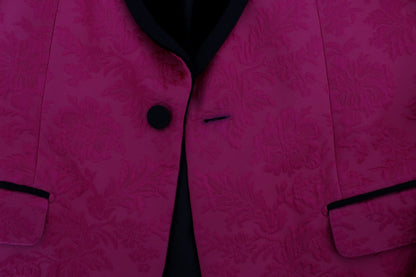 Blazer de un solo pecho con brocado floral