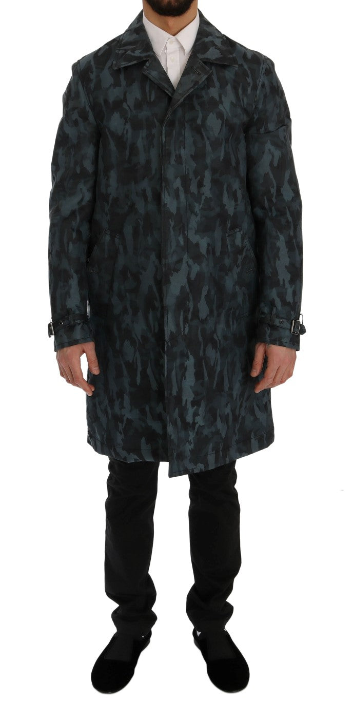 Gabardina de camuflaje azul elegante