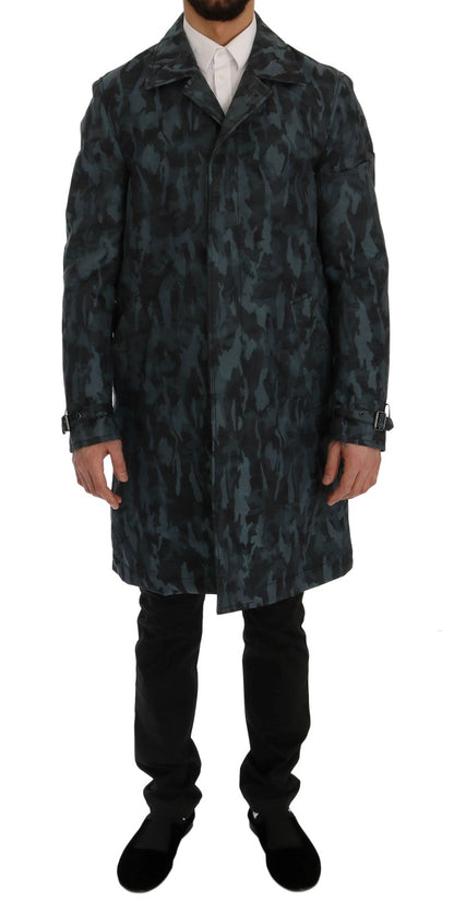 Gabardina de camuflaje azul elegante