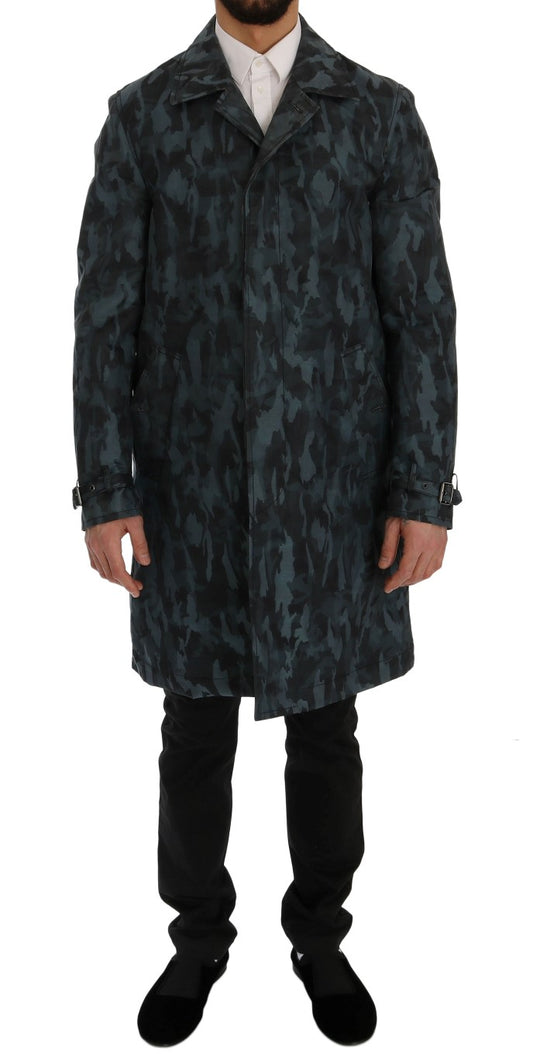 Gabardina de camuflaje azul elegante
