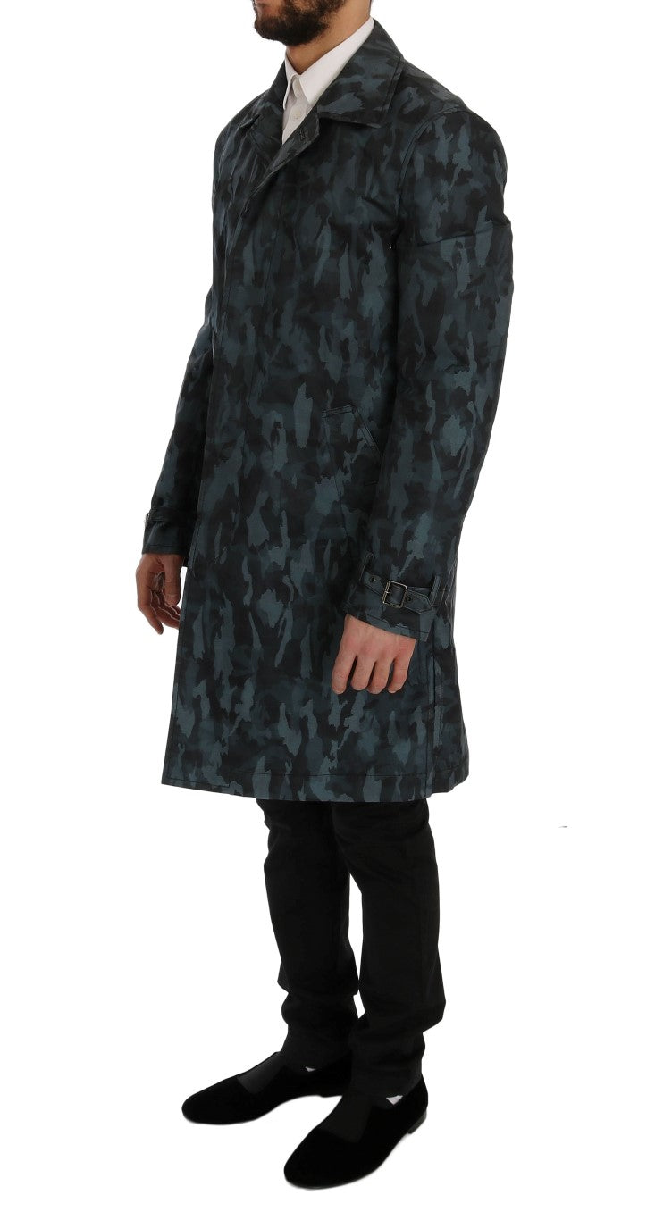 Gabardina de camuflaje azul elegante