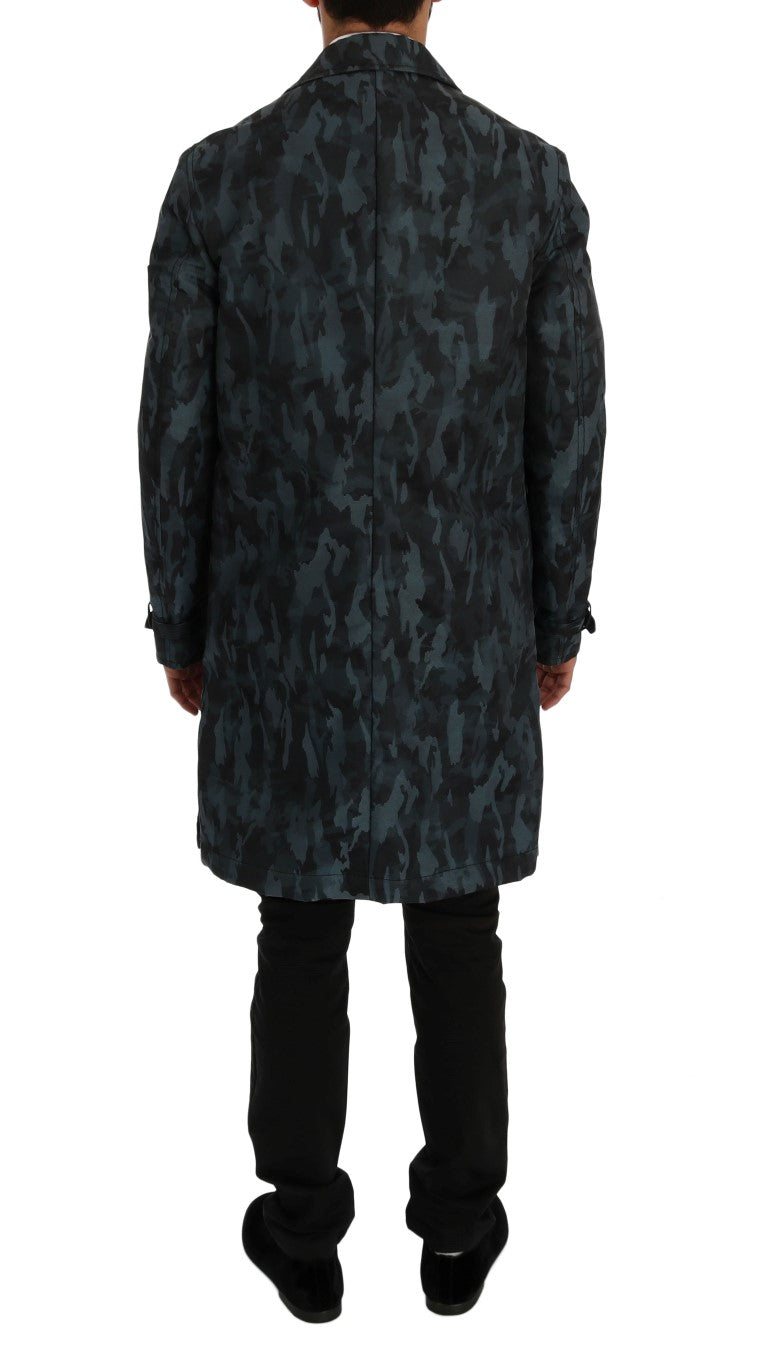 Gabardina de camuflaje azul elegante