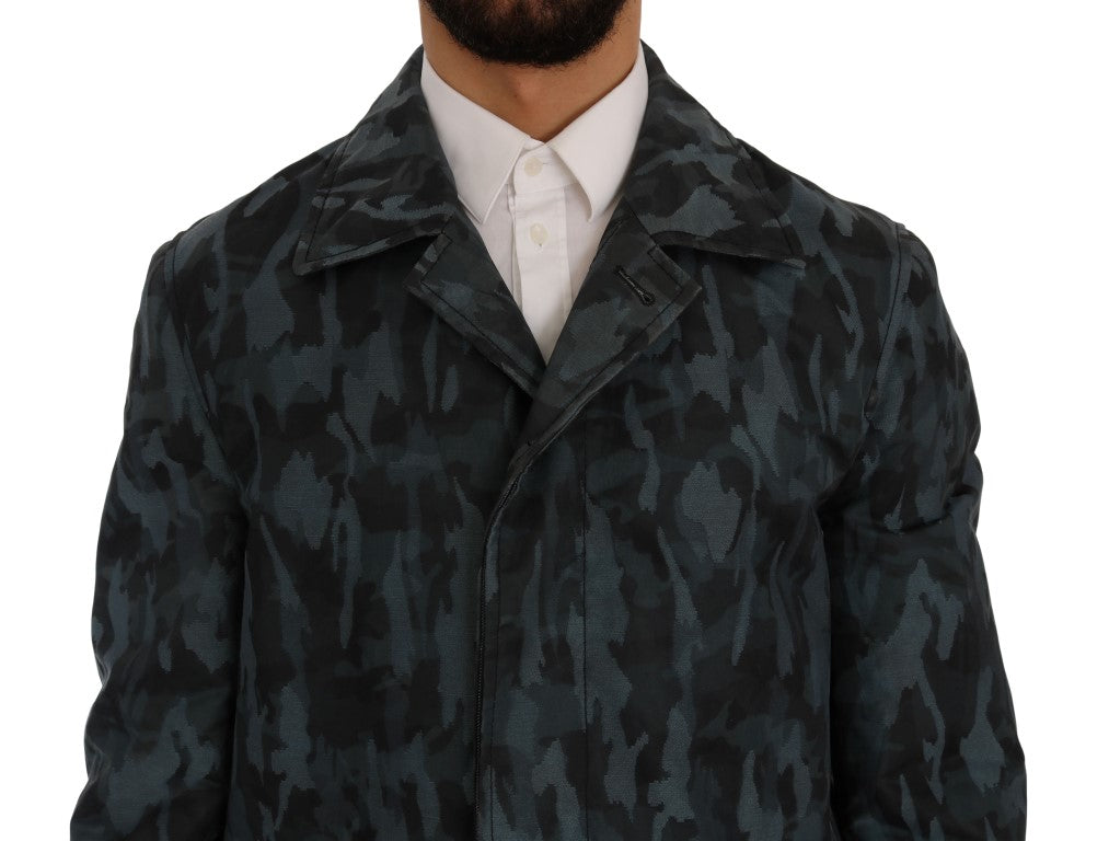 Gabardina de camuflaje azul elegante