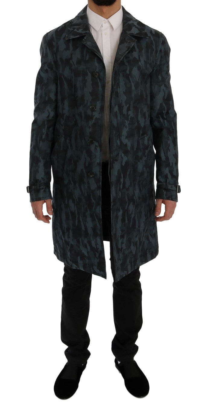 Gabardina de camuflaje azul elegante