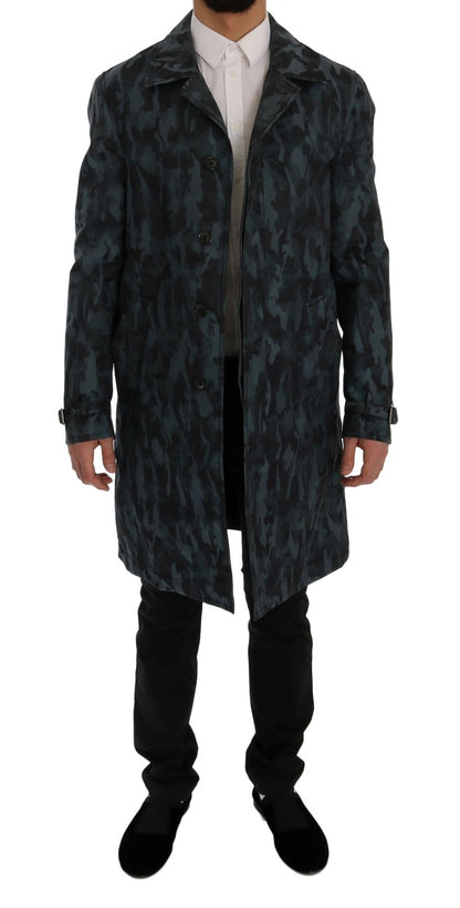 Gabardina de camuflaje azul elegante
